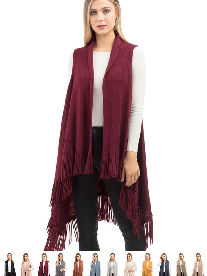 Gilet en tricot à franges unies pour la vente par Hana