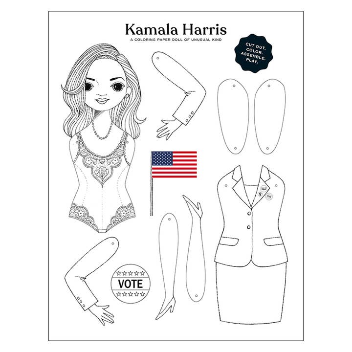 HOJA PARA COLOREAR DE MUÑECAS DE PAPEL KAMALA HARRIS para venta al por mayor de Of Unusual Kind