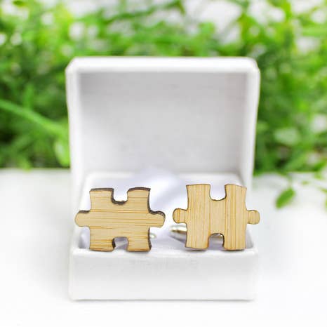 Puzzle Cufflinks for wholesale by One Happy Leaf