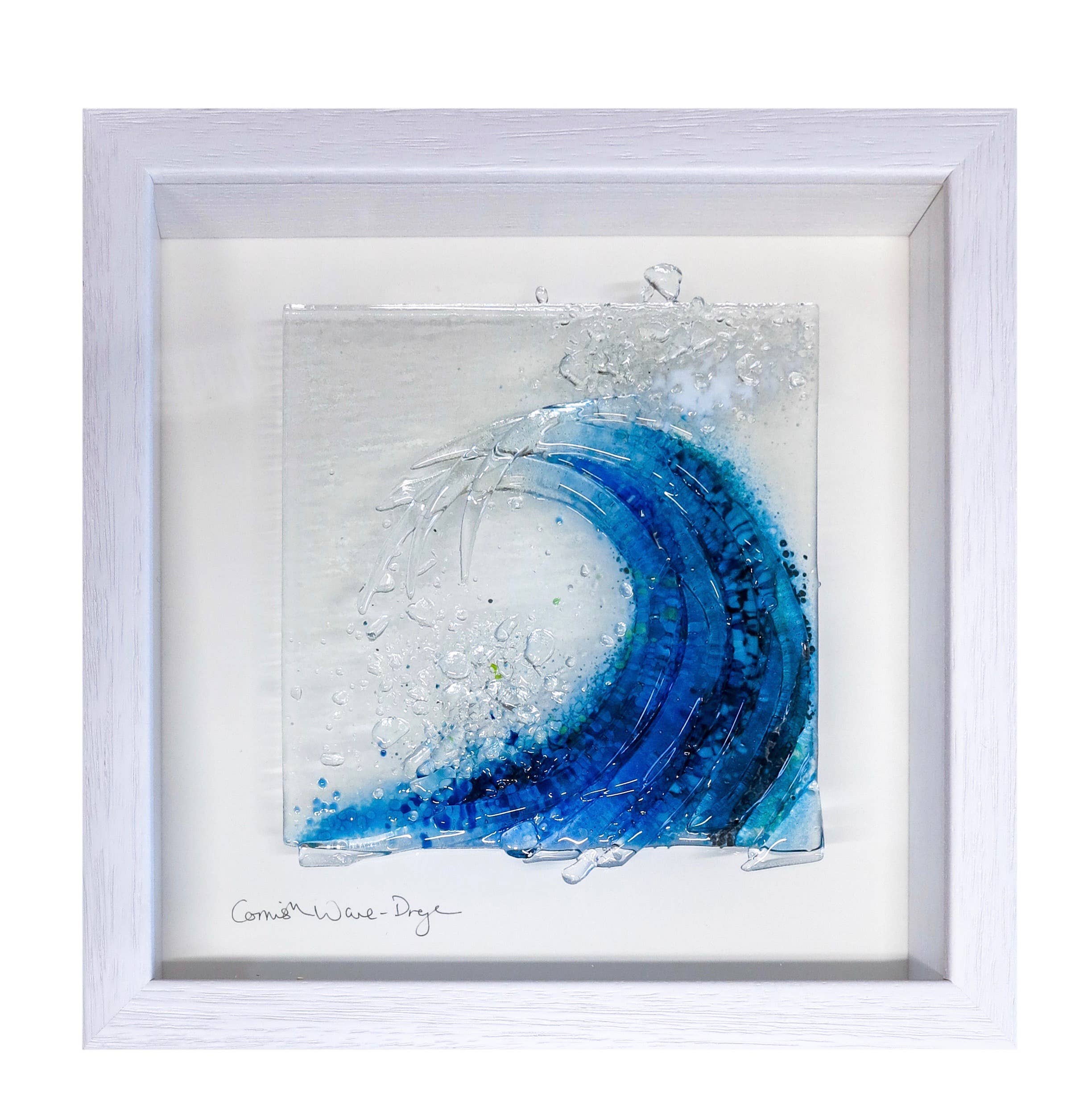 Dreya Glass - Wholesale Wall Accent - Framed Fused Glass Small Breaking Wave Wall Art5