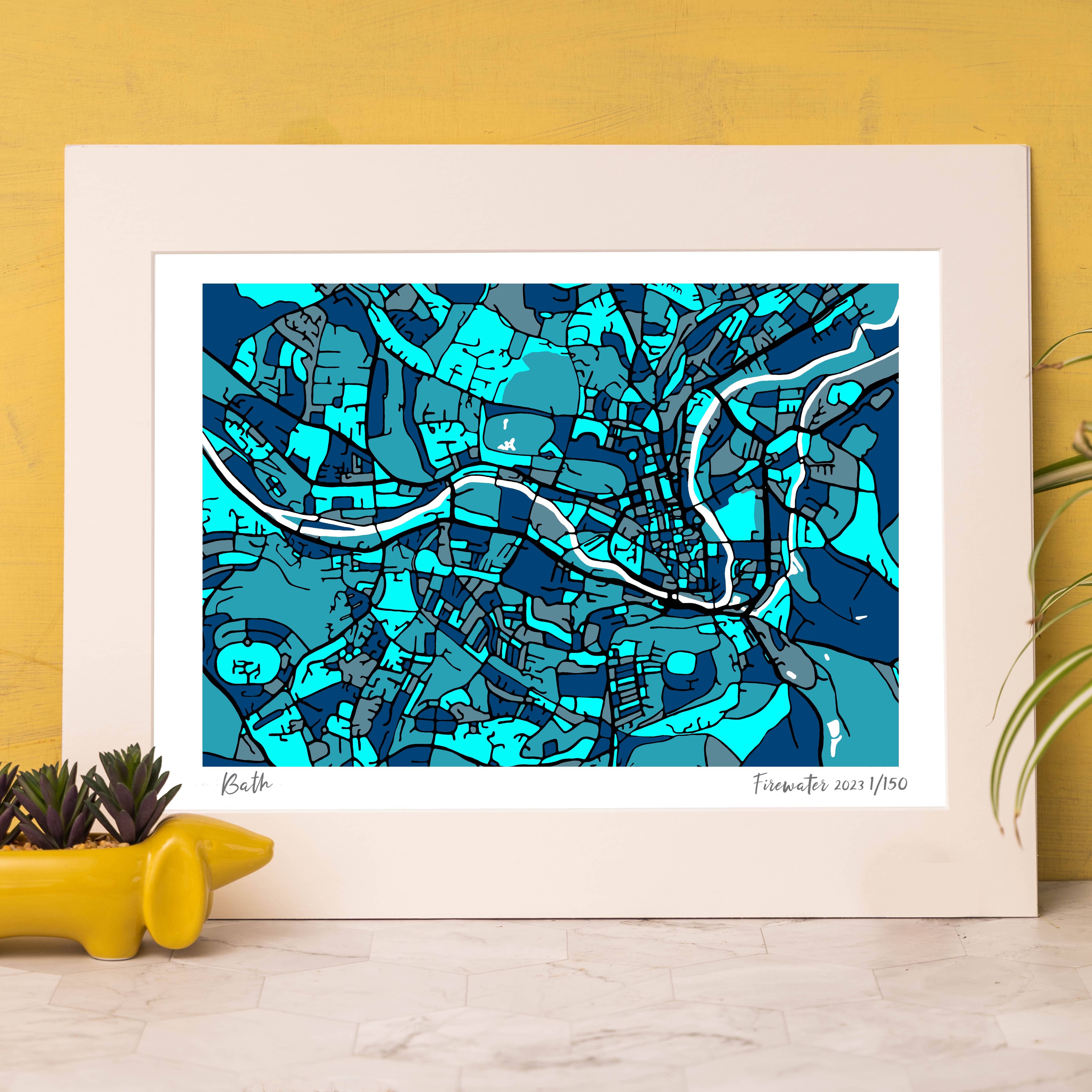 Firewater Gallery – wholesale Art print – BATH UK ART MAP - HAND-DRAWN & LIMITED EDITION1