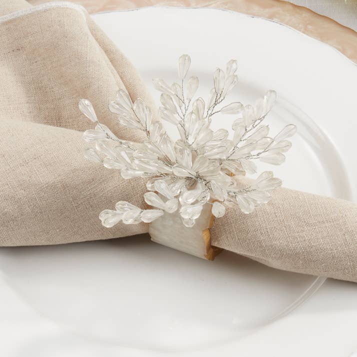 Clear Beaded & Resin Napkin Ring for wholesale by Fennco Styles