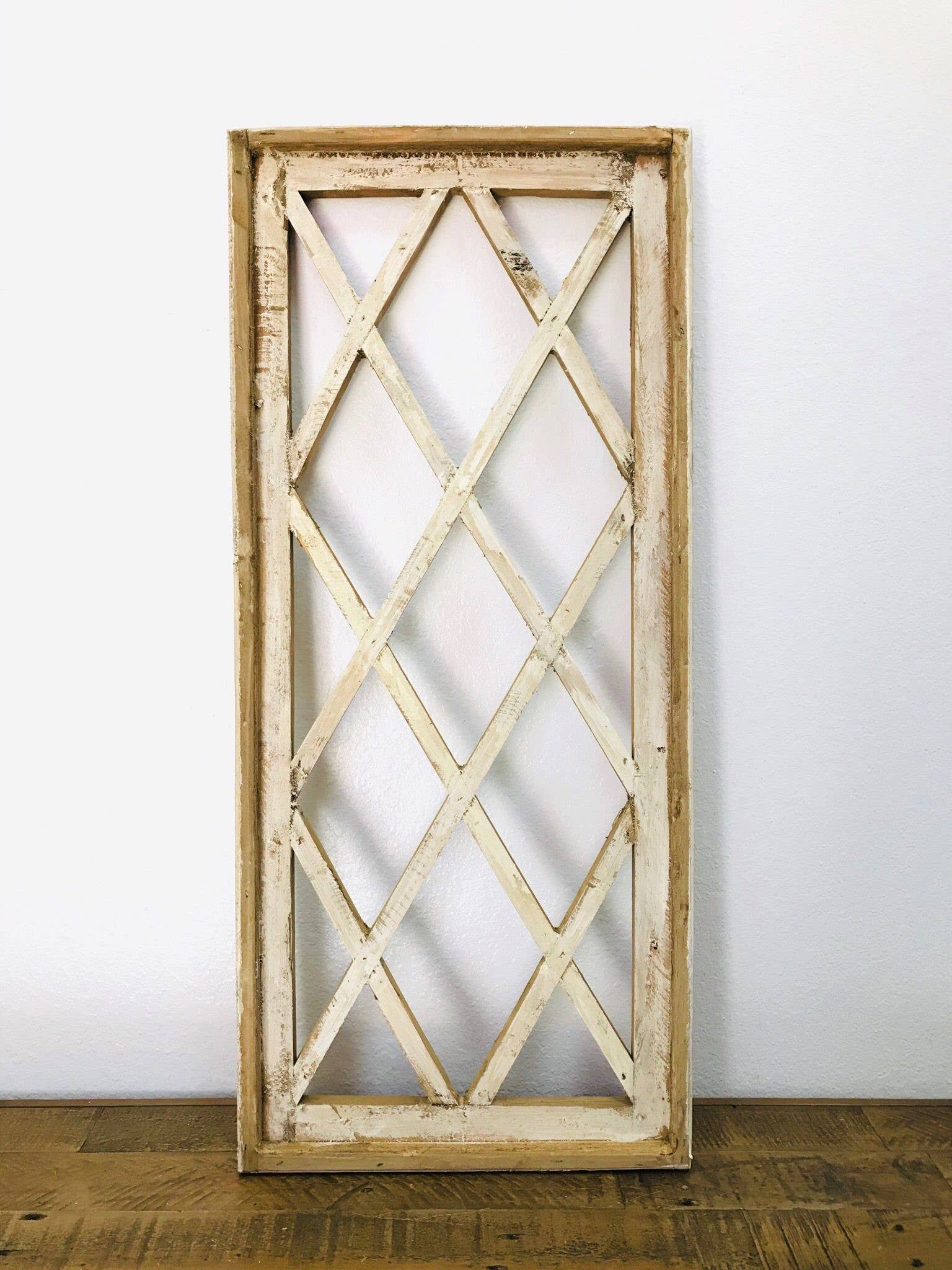 Rustic Farm - Wholesale Wall Accent - 36" Ferentino Wood Window, White, Handmade - 3.150