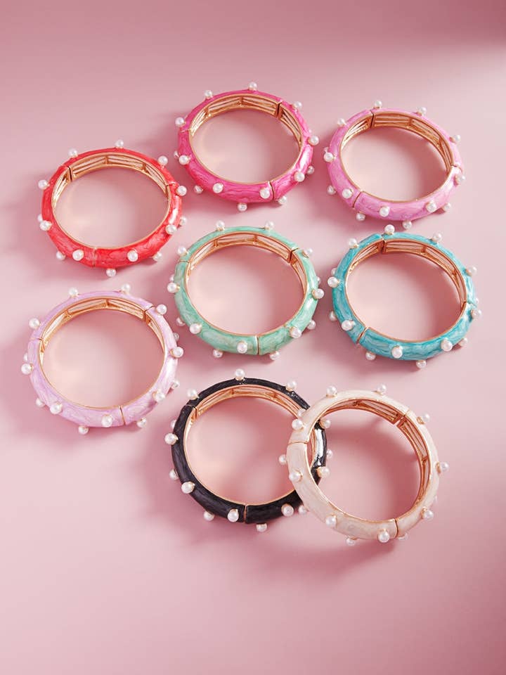 Rund färgad emaljarmbandsstil stretcharmband för wholesale av Designature New York