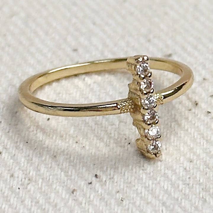 18k Gold Filled Mini Bar CZ Ring for wholesale by GoldFi