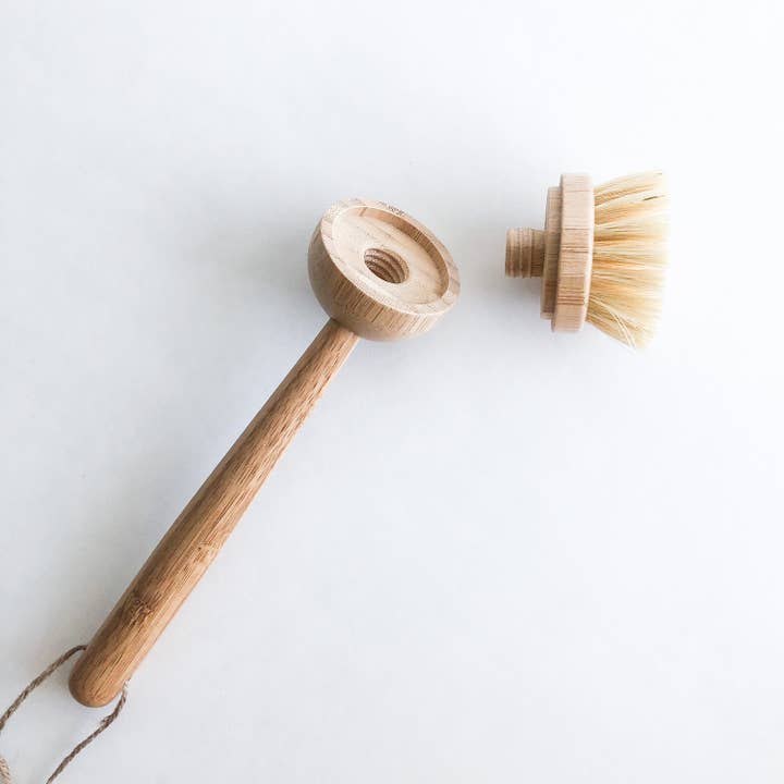 Smile Boutiques - Wholesale Cleaning Brush - Natural Bamboo Sisal Dish Brush With Replaceable Head