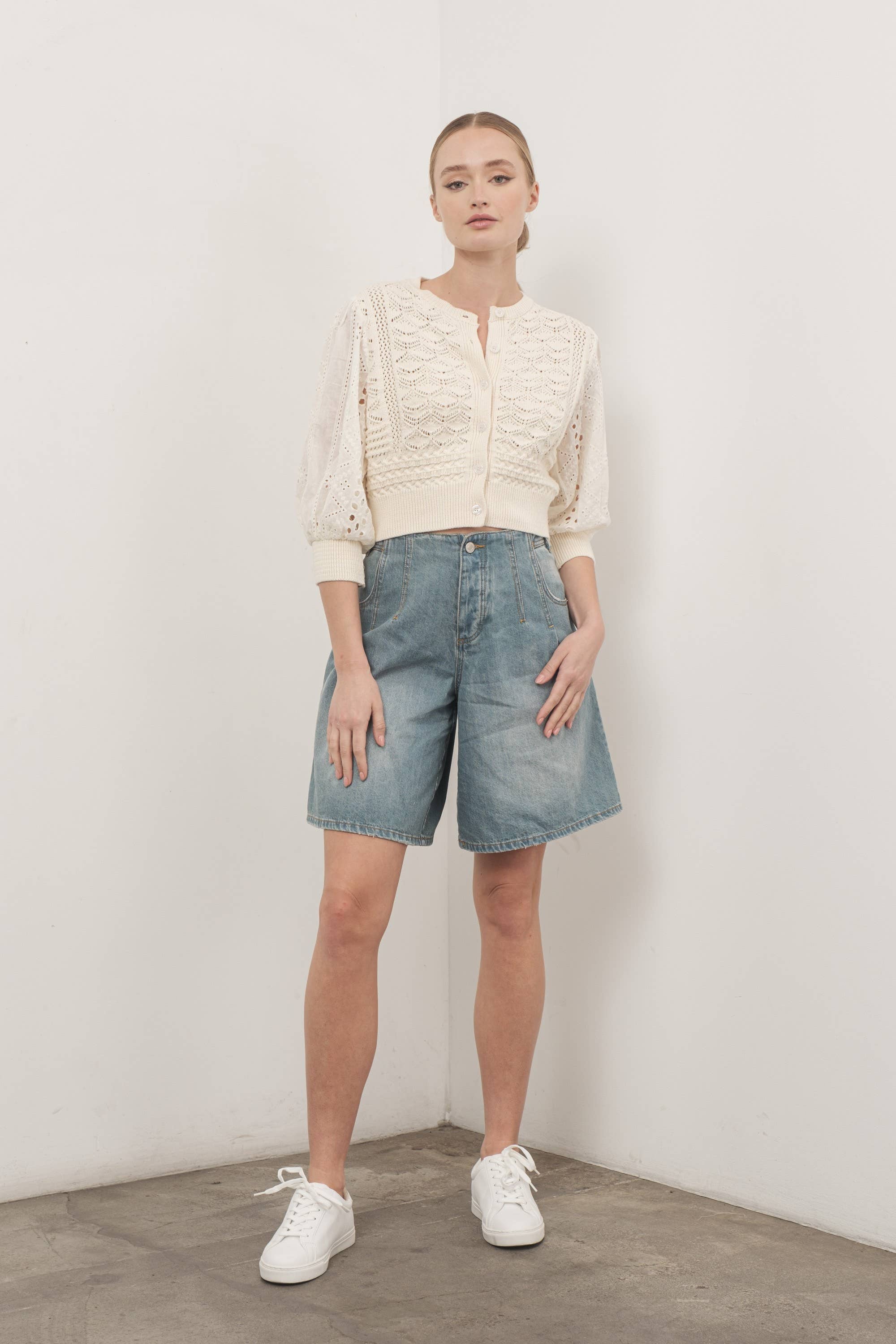 Aaron & Amber – Engroshandel Cardigan - Dame – MAS2722 HENDRY 3/4 ÆRMER GENNEMGÅENDE CARDIGAN3