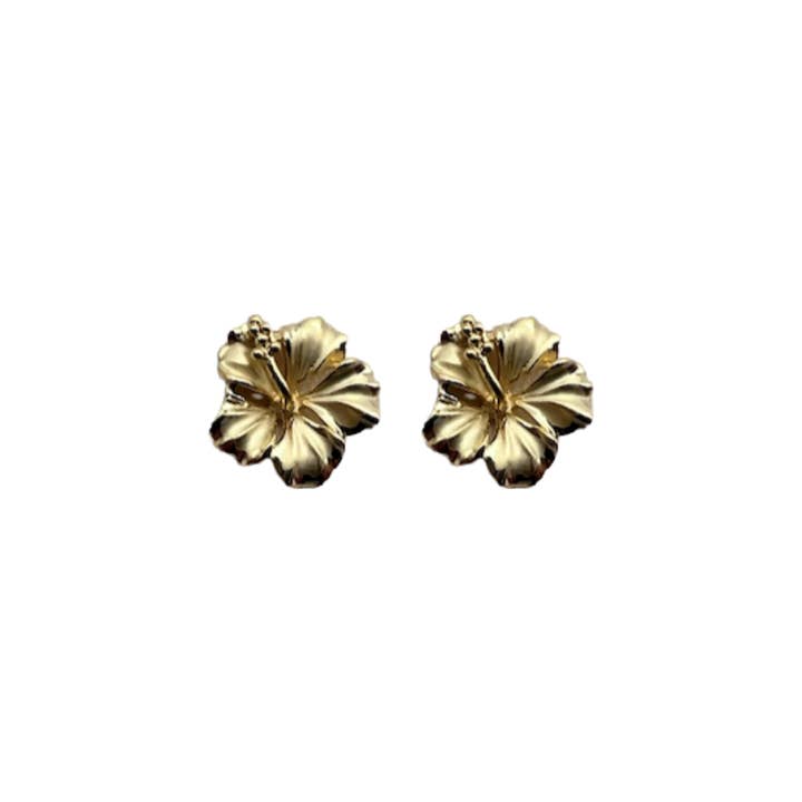 Hawaiian Hibiscus Stud Earrings for wholesale by Silver Gallery