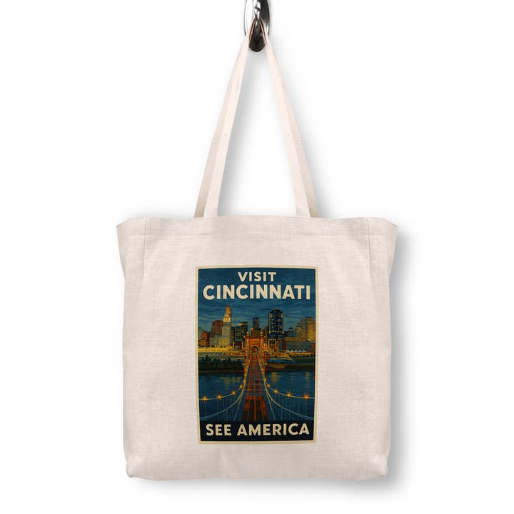 Daisy Mae Designs - Wholesale Tote Bag - Unisex - Cincinnati Ohio Large Reusable Canvas Tote Bag Shopping Bag