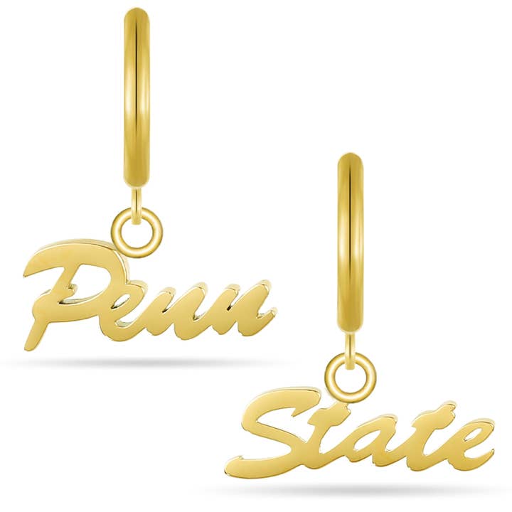 Stone Armory - Wholesale Huggie Earrings - Penn State Script Huggie Hoops