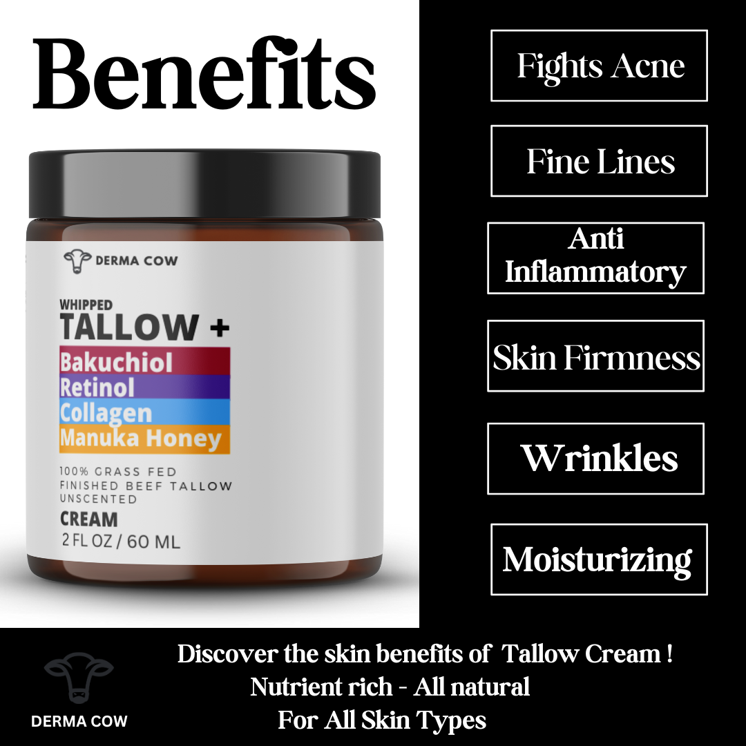 Derma Cow – wholesale Ansiktsfuktkräm – Talgkräm+ Bakuchiol, Retinol, Kollagen, Manukahonung-2oz2