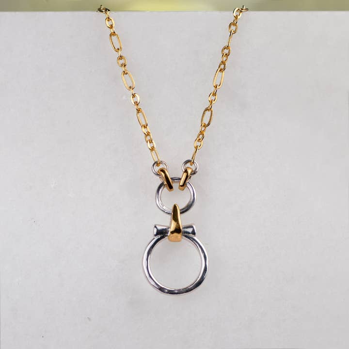 URBAN-EQUESTRIAN - Wholesale Pendant/Charm Necklace - Aikon - Two Tone Equestrian Horse Bit Necklace6