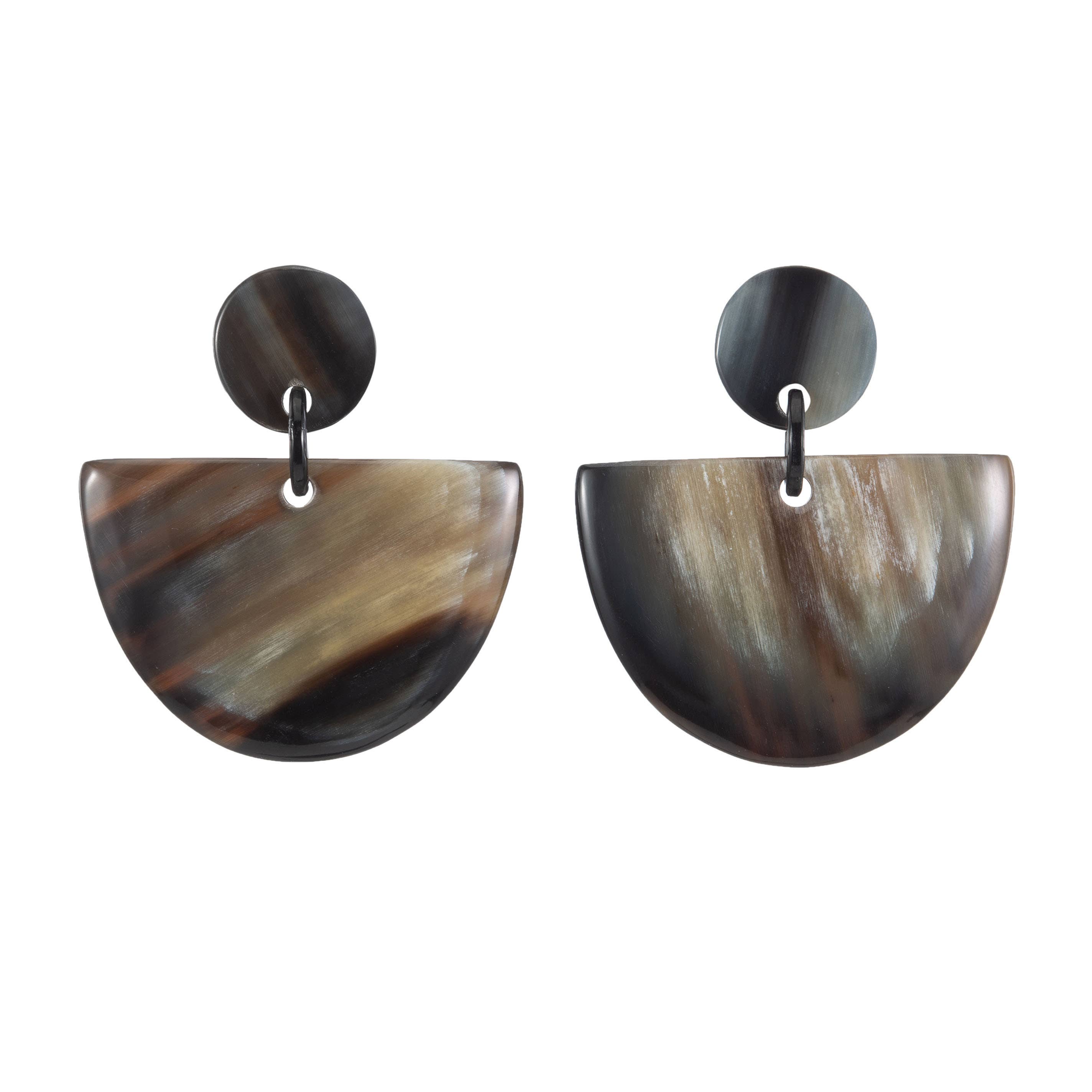 VIVO - Wholesale Dangle Earrings -  Buffalo Horn Earring - Dark Half Disks0