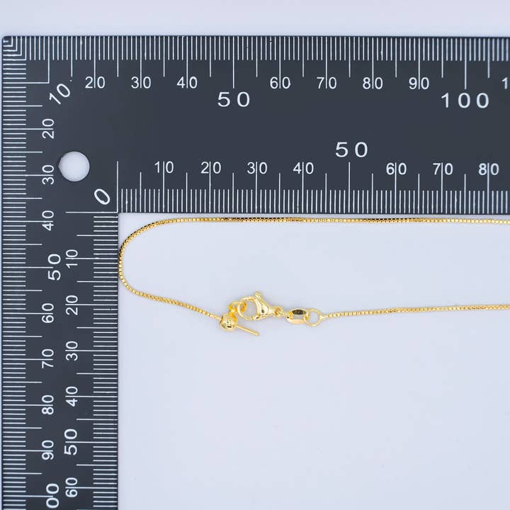 Aim Eternal - Wholesale Link & Chain Necklace - 24K Gold Filled 0.9mm Box Chain 20.5 Inch Adjustable Threader Necklace | WA-27386
