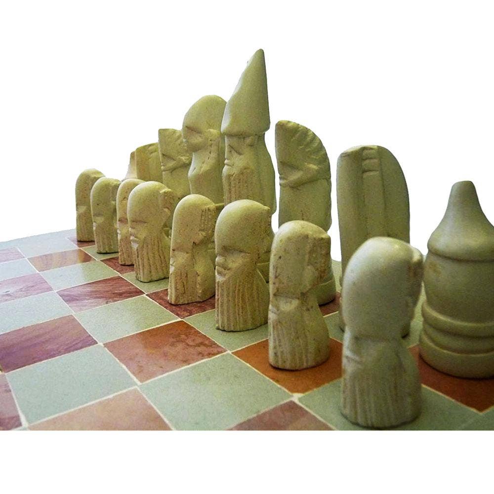 Shared Earth - Wholesale Board Game - Kisii Stone Chess Set, Beige/pink, Square Board 30cm1
