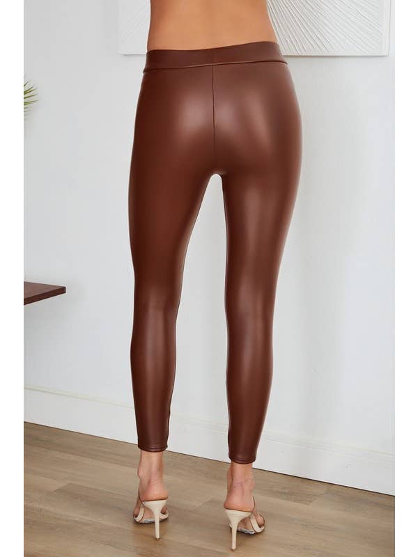 VENTI6 - Wholesale Fashion Leggings - Women's - PU COATED LEGGINGS (50228-PU)2