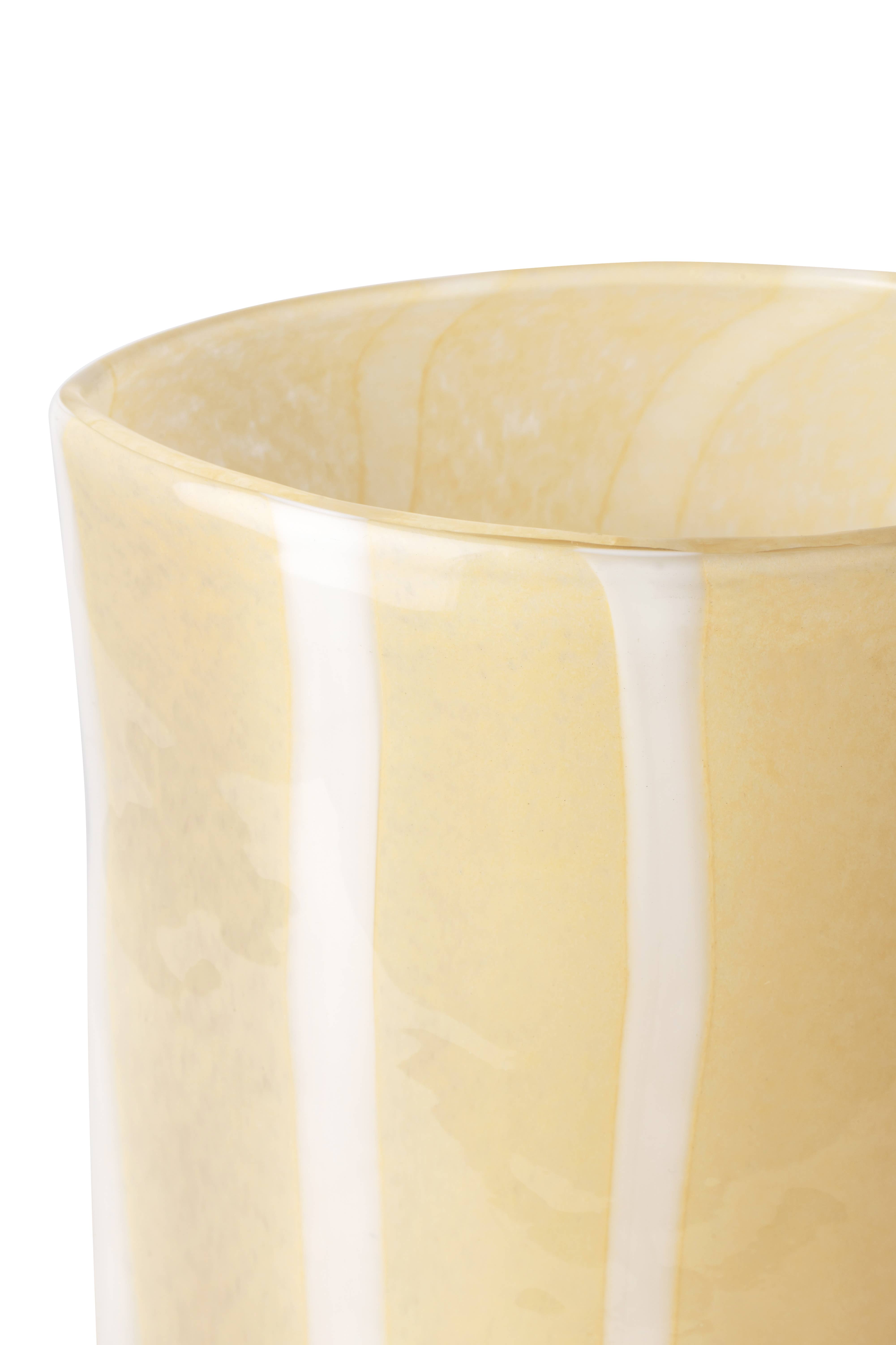 The Blue Heron - Wholesale Vase - Lemon Striped Glass Vase - 12" Tall, Handblown2