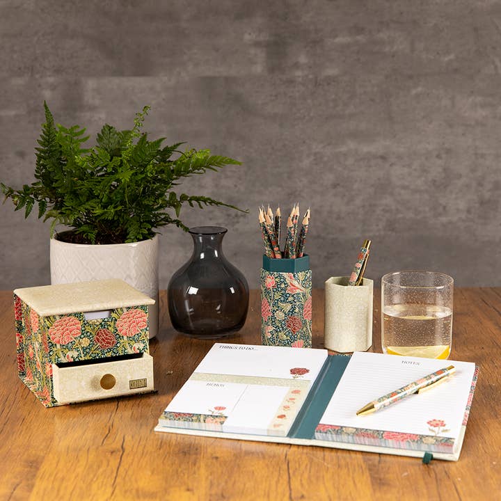 The Gifted Stationery Company - Wholesale Desk Organizer - Memo Cube - William Morris - Cray