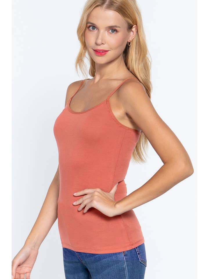 42POPS - Wholesale Camisole - Women's - ....SI-323 Fitted Cropped Cami Tank W/ Adjustable Spaghetti Stra25