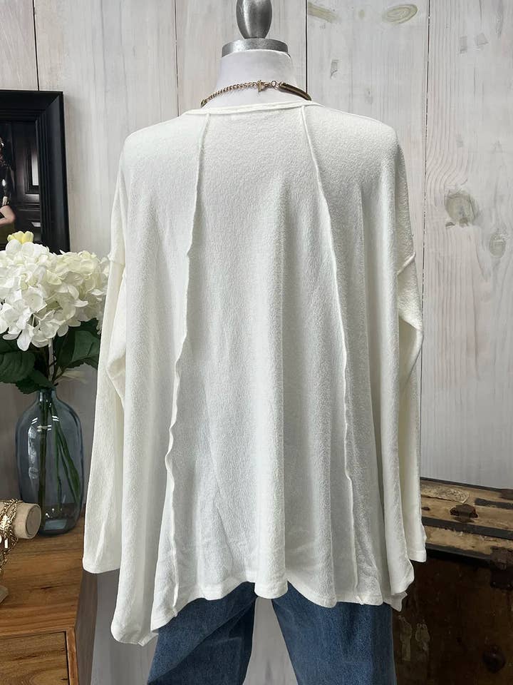 Tasha Apparel Wholesale - Wholesale Tunic Sweater - Women's - Oversized Asymmetrical Long Sleeve Relaxed Fit Cozy Sweater Top10