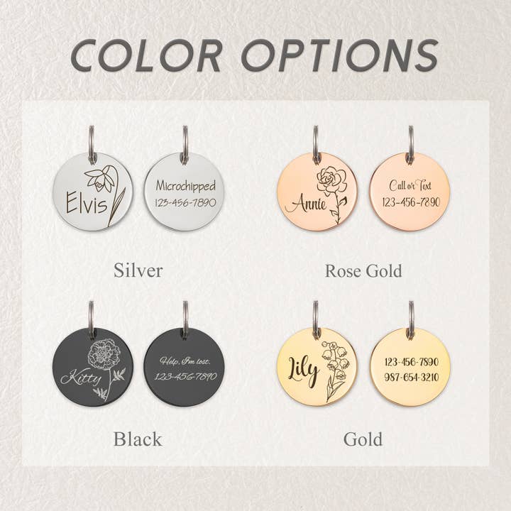 Anavia - Wholesale Pet Identification Tag - Cat/Dog - Engravable Round Flower Stainless Steel Pet Id Dog Tag14