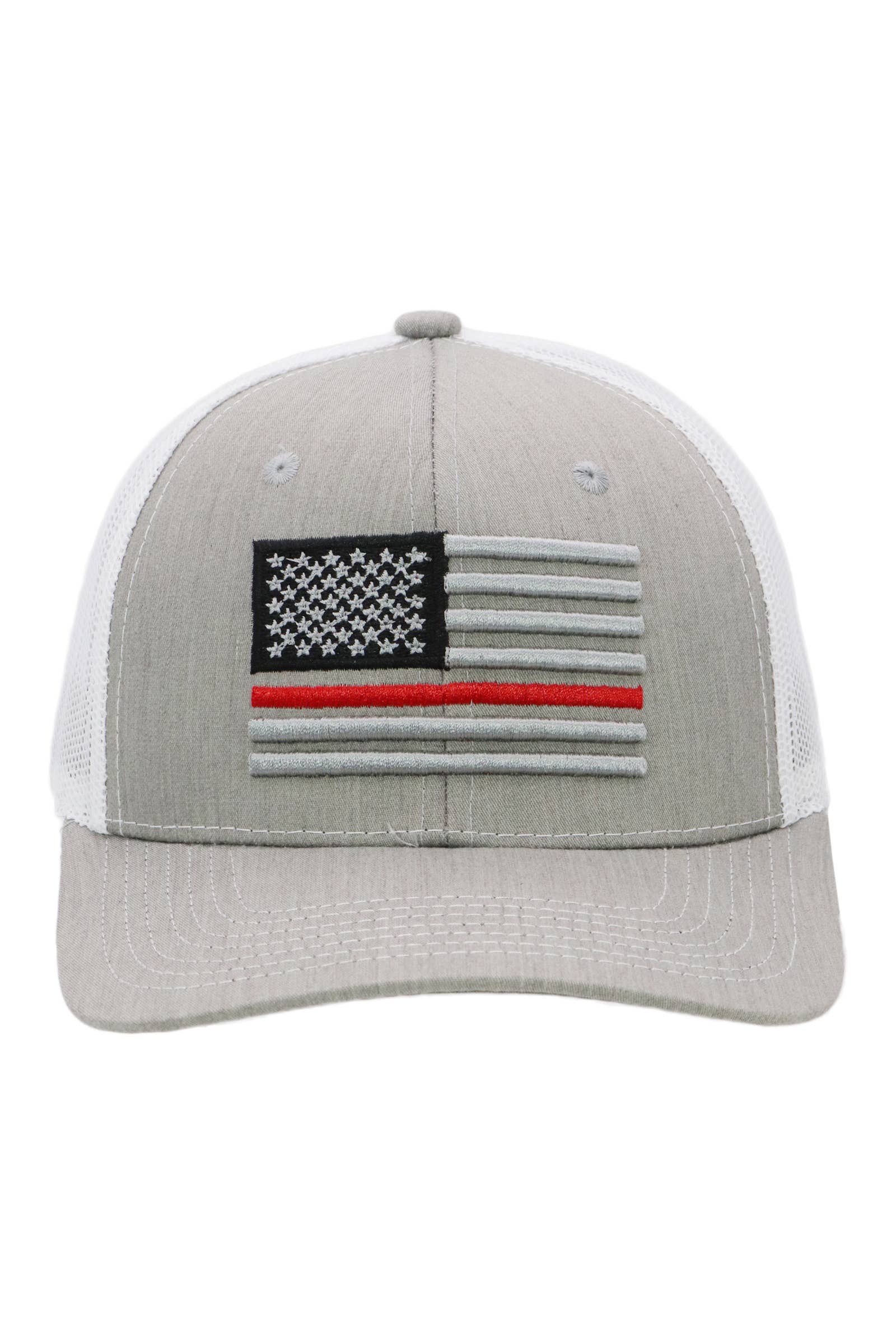 Cap Zone – Großhandel Trucker-Cap – Unisex – Feuerwehr Rote Linie Amerikanische Flagge Mesh Trucker Hut3