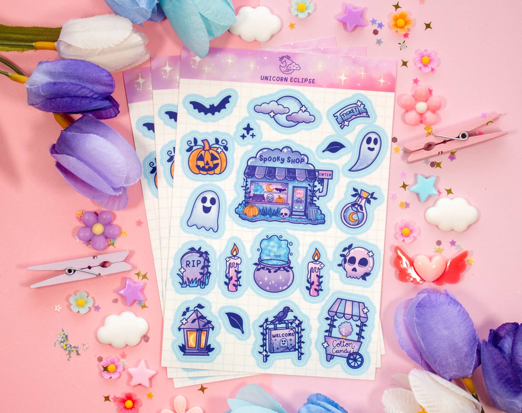 Unicorn Eclipse - Vente Autocollant - Feuille d'autocollants Spirit Town2