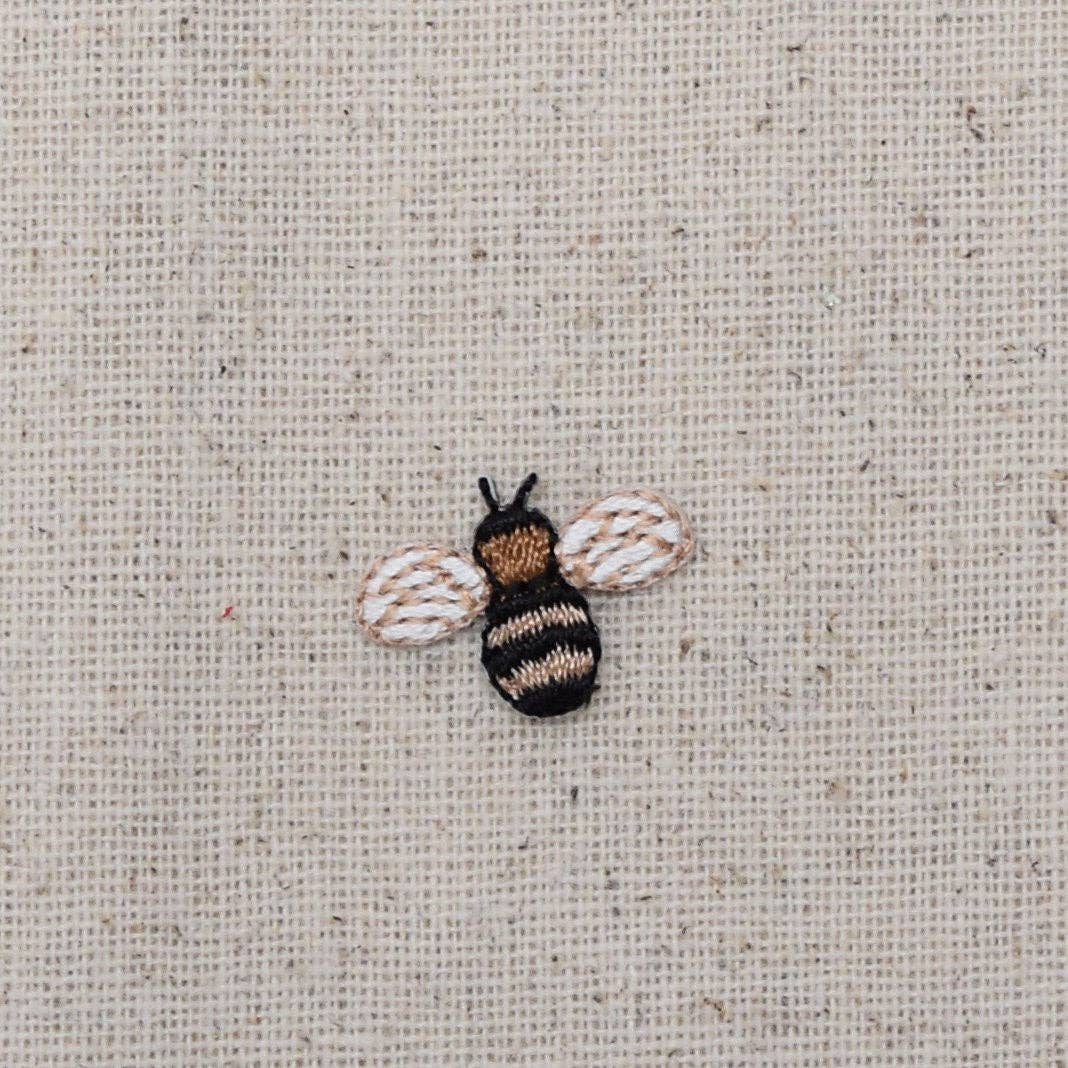 Wholesale Applique - Wholesale Patch - Mini Bumble Bee - Brown/Black - Iron on Applique - Embroidered Patch - 116102A3