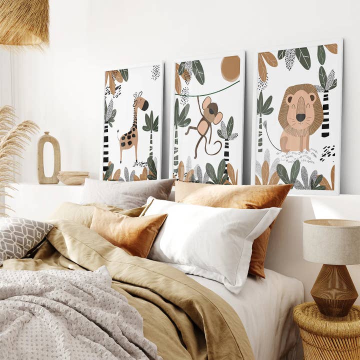 Art Lane - Wholesale Art Print - Safari Animals Wall Art. Nursery Dorm Decor