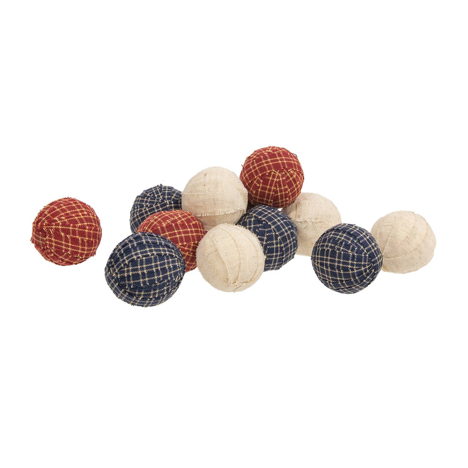 The Hearthside Collection - Wholesale Decorative Tabletop Object - 12/Set, Americana Primitive Plaid Rag Balls0