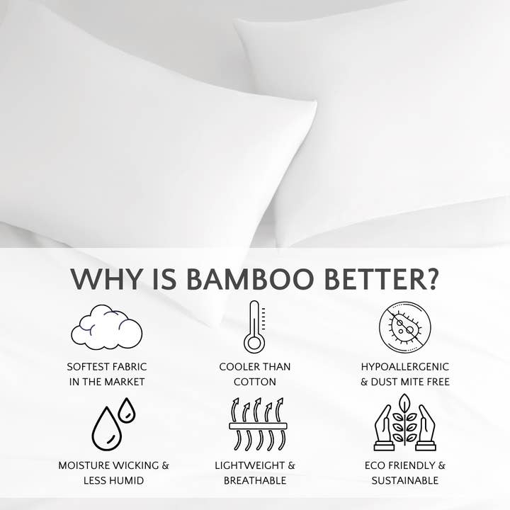 Bamboo Is Better - Wholesale Bedding Pillowcase/Sham - Signature Bamboo Viscose Pillowcase Set - WHITE5