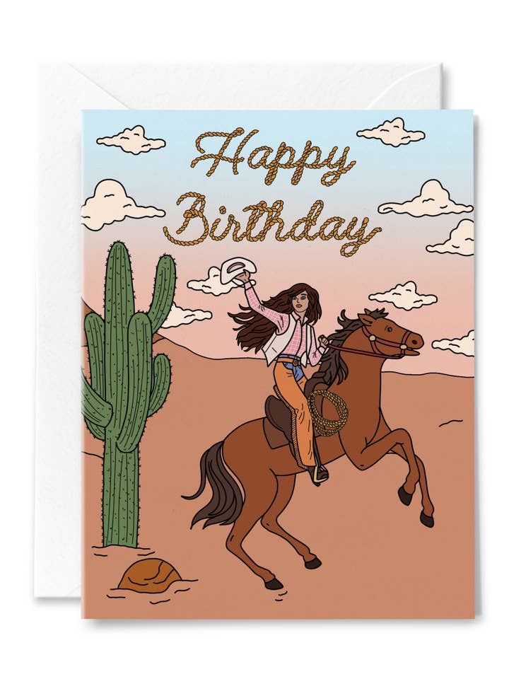 Carte d'anniversaire de rodéo pour la vente par Illustrating Amy