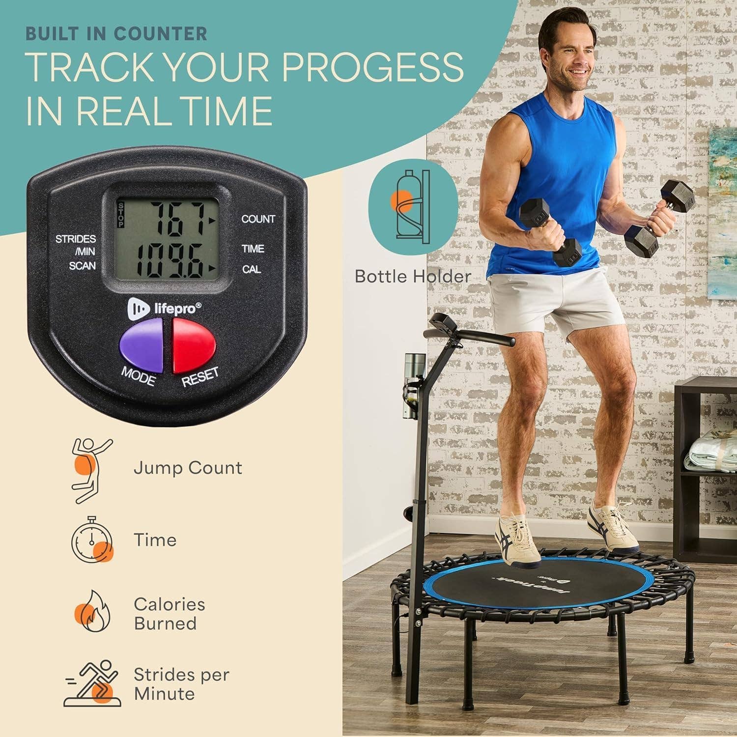 LifePro - Wholesale Fitness Equipment - Lifepro JumpTrack 40" Rebounder Trampoline with Counter 9