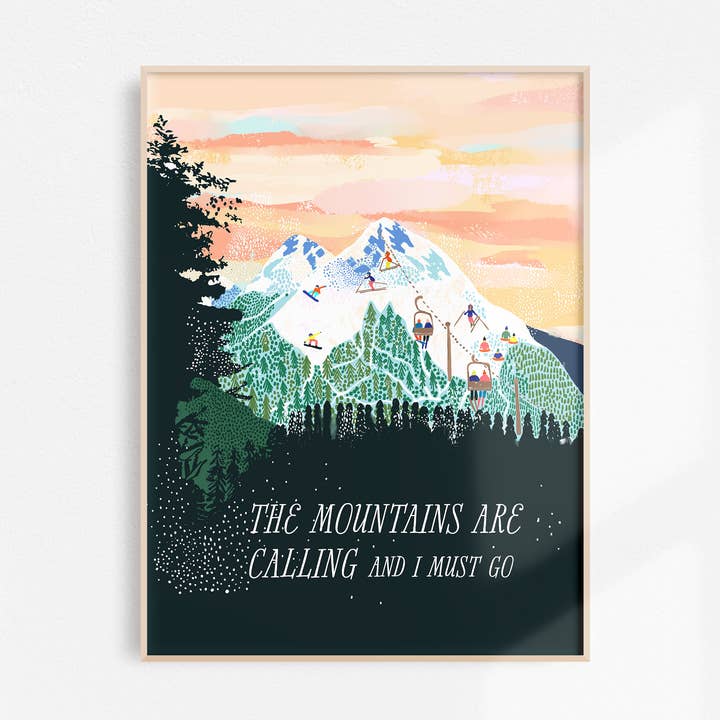 Mountains Are Calling Art Print for wholesale by Anja Jane