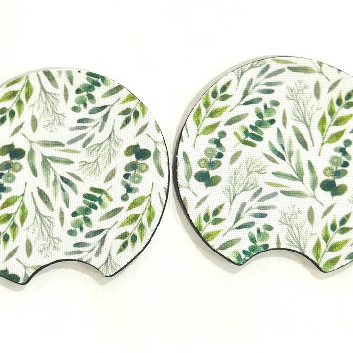 Sottobicchieri per auto in neoprene Greenery per la vendita all'ingrosso da parte di The Boho Country Chic LLC