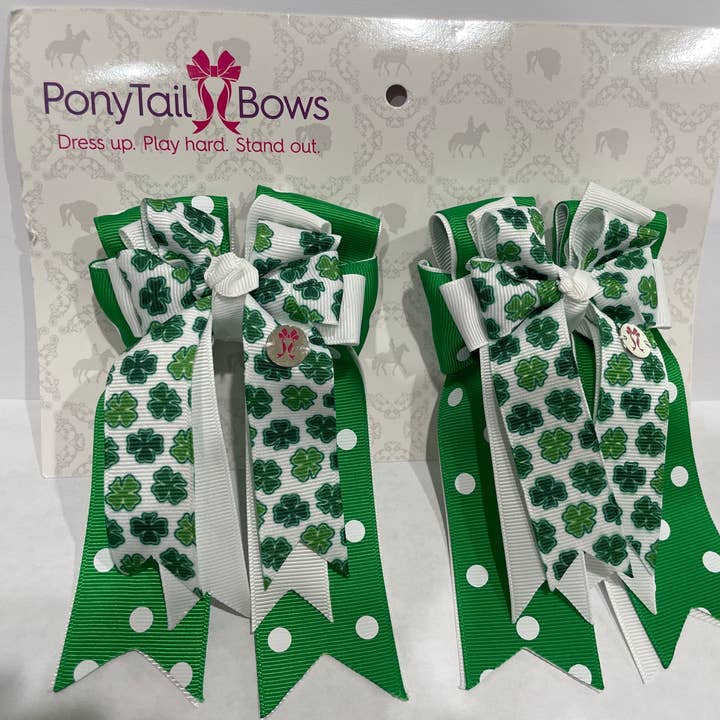 Lucky Clover Kelly Green PonyTail Bows for wholesale by PonyTail Bows