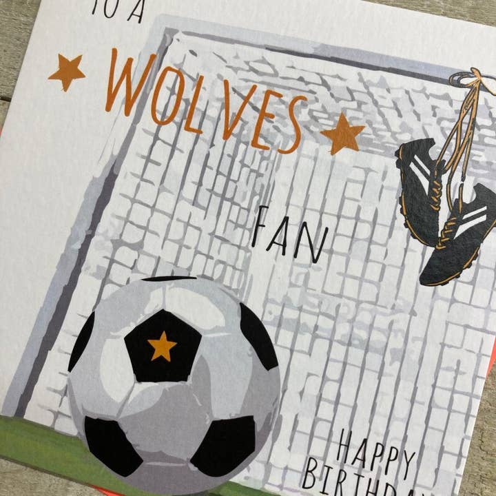 White Cotton Cards – wholesale Birthday card – Wolves - Footy stars Net (Ffn66)1
