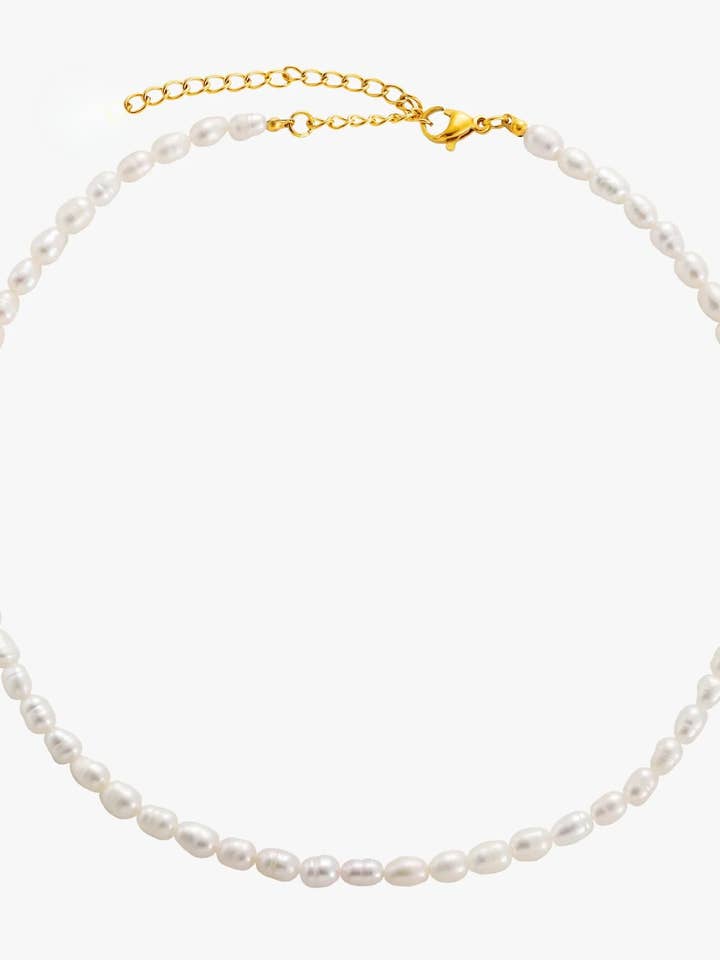 Luna Dainty Petite Fresh Water Rice Pearl Necklace for wholesale by HoopLa