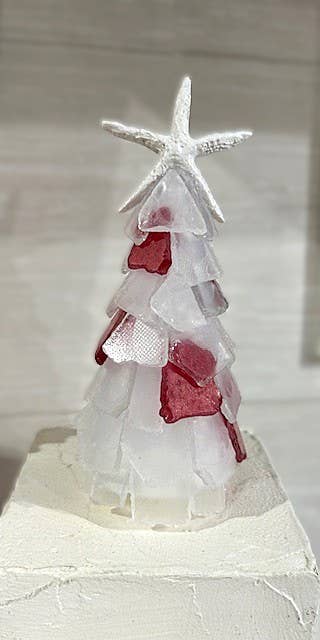 A SEAGLASS CREATION/SALTY SIGNS DESIGNS - Wholesale Christmas Decoration -  Mini Seaglass Christmas Tree No Lights Resin Starfish, 6 in3