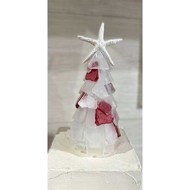 A SEAGLASS CREATION/SALTY SIGNS DESIGNS - Wholesale Christmas Decoration - Mini Seaglass Christmas Tree No Lights Resin Starfish, 6 in4