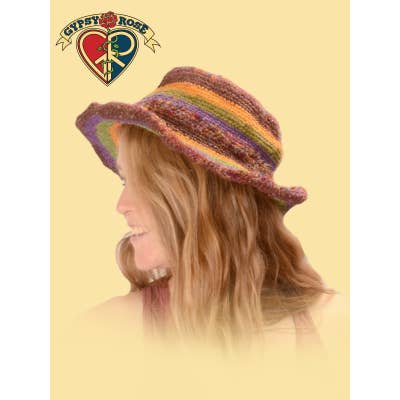 Struttin Stripes Hemp Cotton and Recycled Silk Trim Brim Hat for wholesale by Gypsy Rose