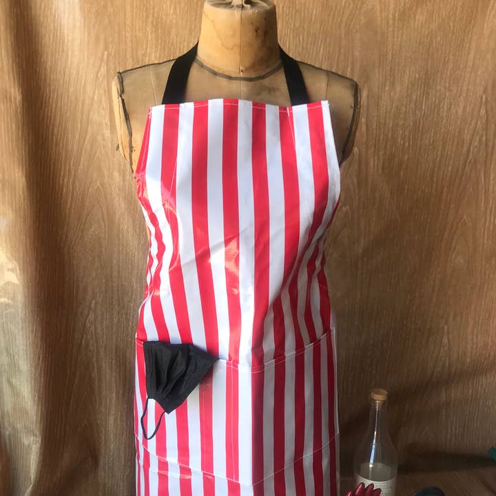 Stripes Red Apron for wholesale by Oilcloth International