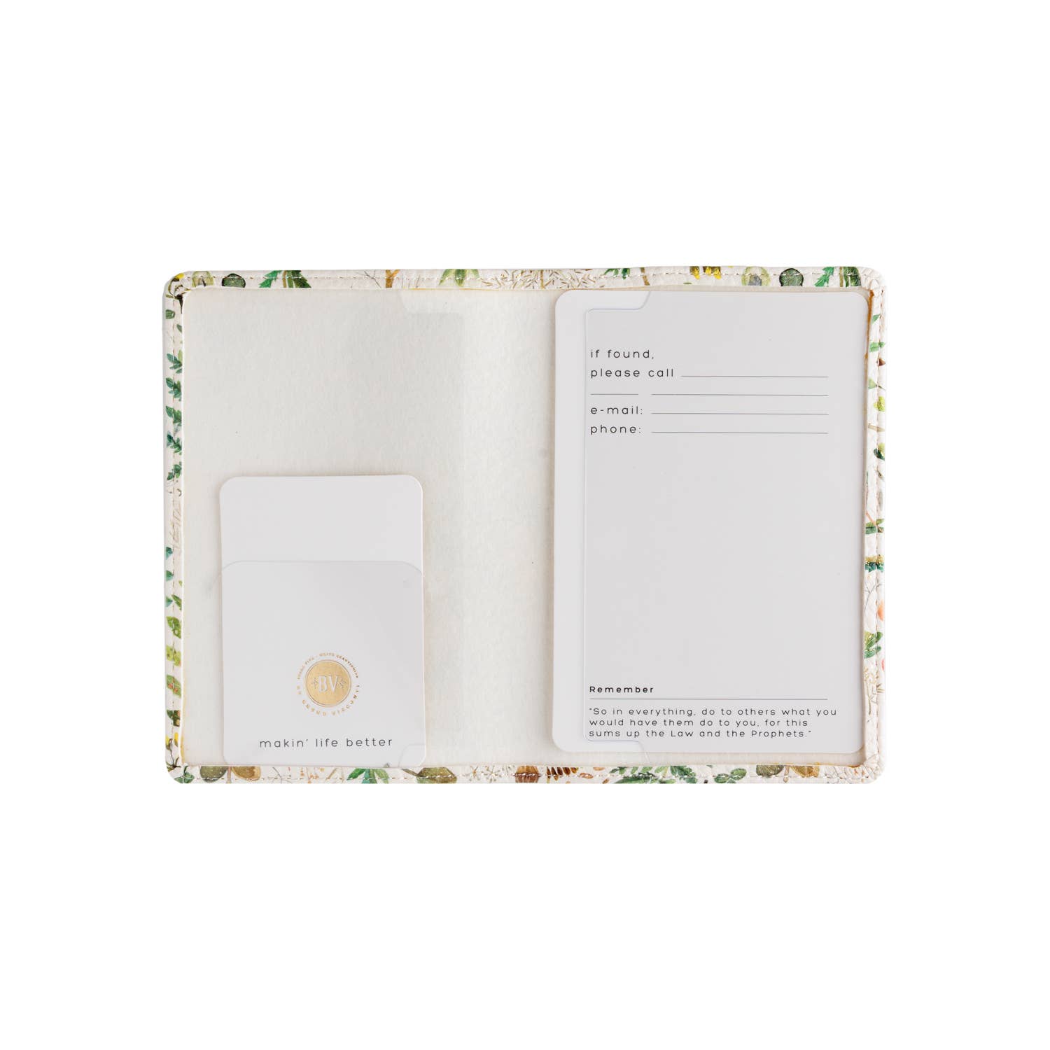 BV by Bruno Visconti - Wholesale Passport Case - Women's - Vegan Leather Passport Cover - Greens and Flowers5