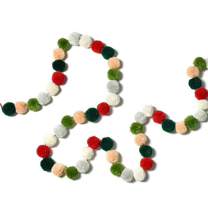 Olive Multi Pom Pom Garland for wholesale by Coton Colors