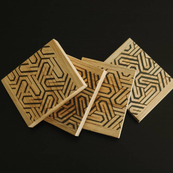 Alder & Epoxy Coasters for wholesale by Workboots & Glasses
