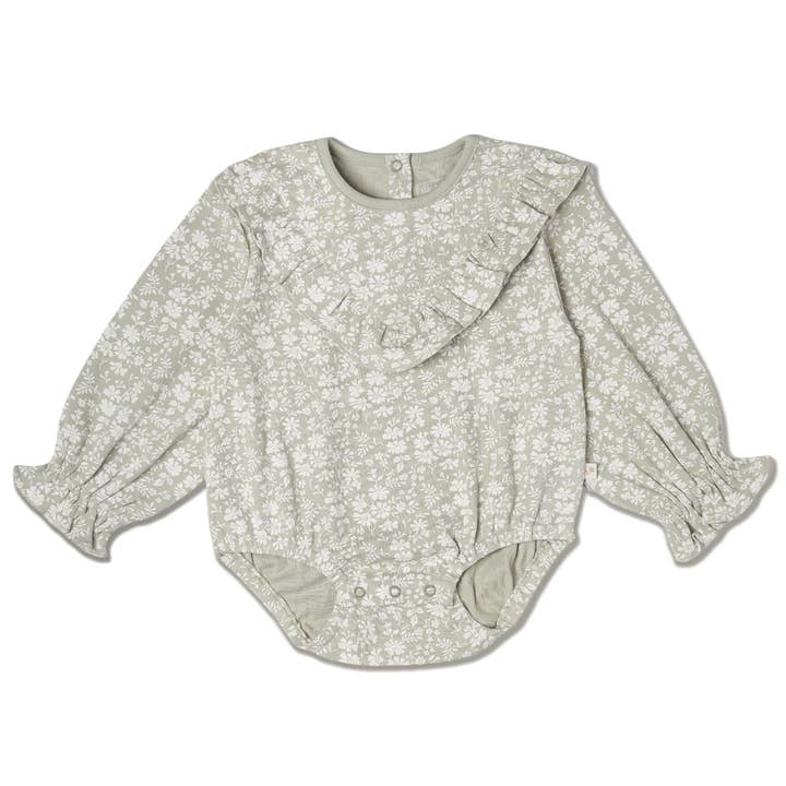 Organic Ruffle Bubble Romper - Wildsage for wholesale by Makemake Organics