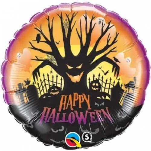 Party Expo, LLC - Wholesale Balloon - 18" Happy Halloween Spooky Scary Tree Mylar Balloon