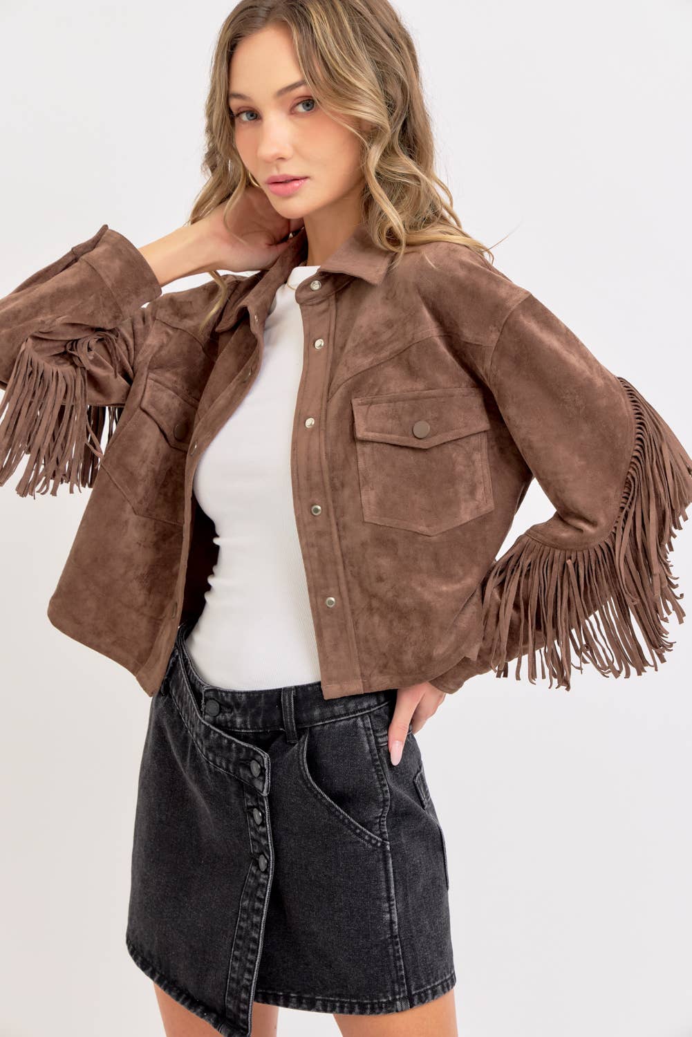 Sweet Lovely by Jen – Großhandel Hemdjacke/Shacket – Damen – Western-inspirierte Wildleder-Shacket11