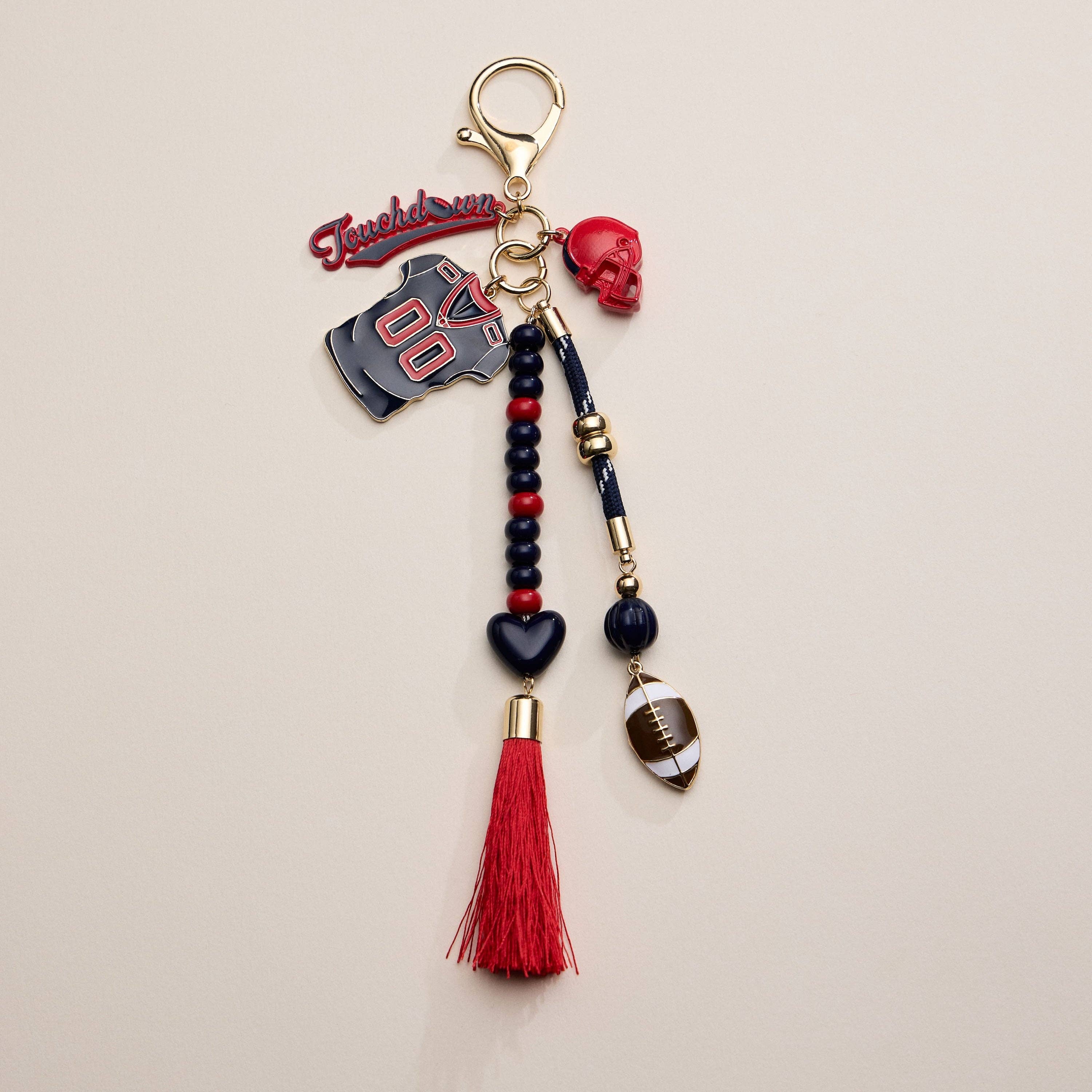 Lilla Haven - Wholesale Keychain - Women's - Gameday Football Keychain – Football Jersey, Helmet, Touchdown Charm & Tassel Bag Accessory21