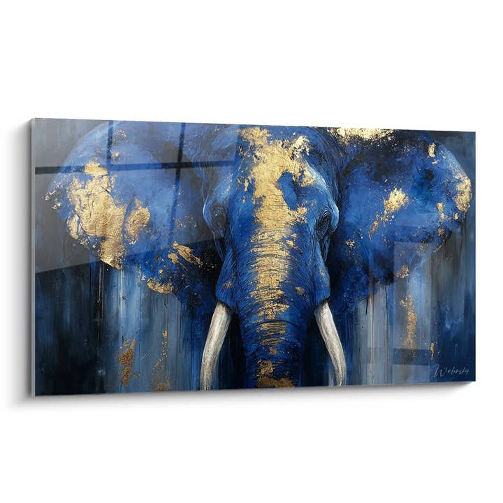 Azure Elephant Table Leaf of Gold - African Splendor - African Animals Edition for wholesale by Walensky
